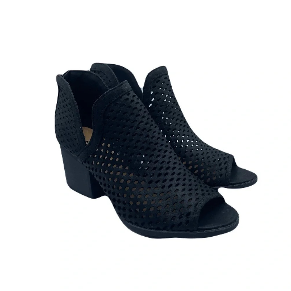 QUPID MESH ANKLE HEELS